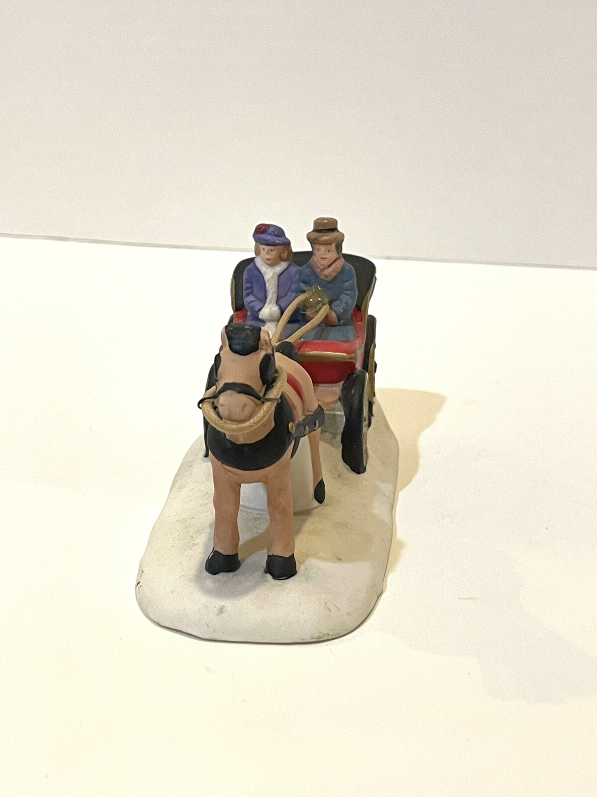 Carriage Ride Figurine, Vintage 1996, Horse Drawn, Christmas Village Decoration