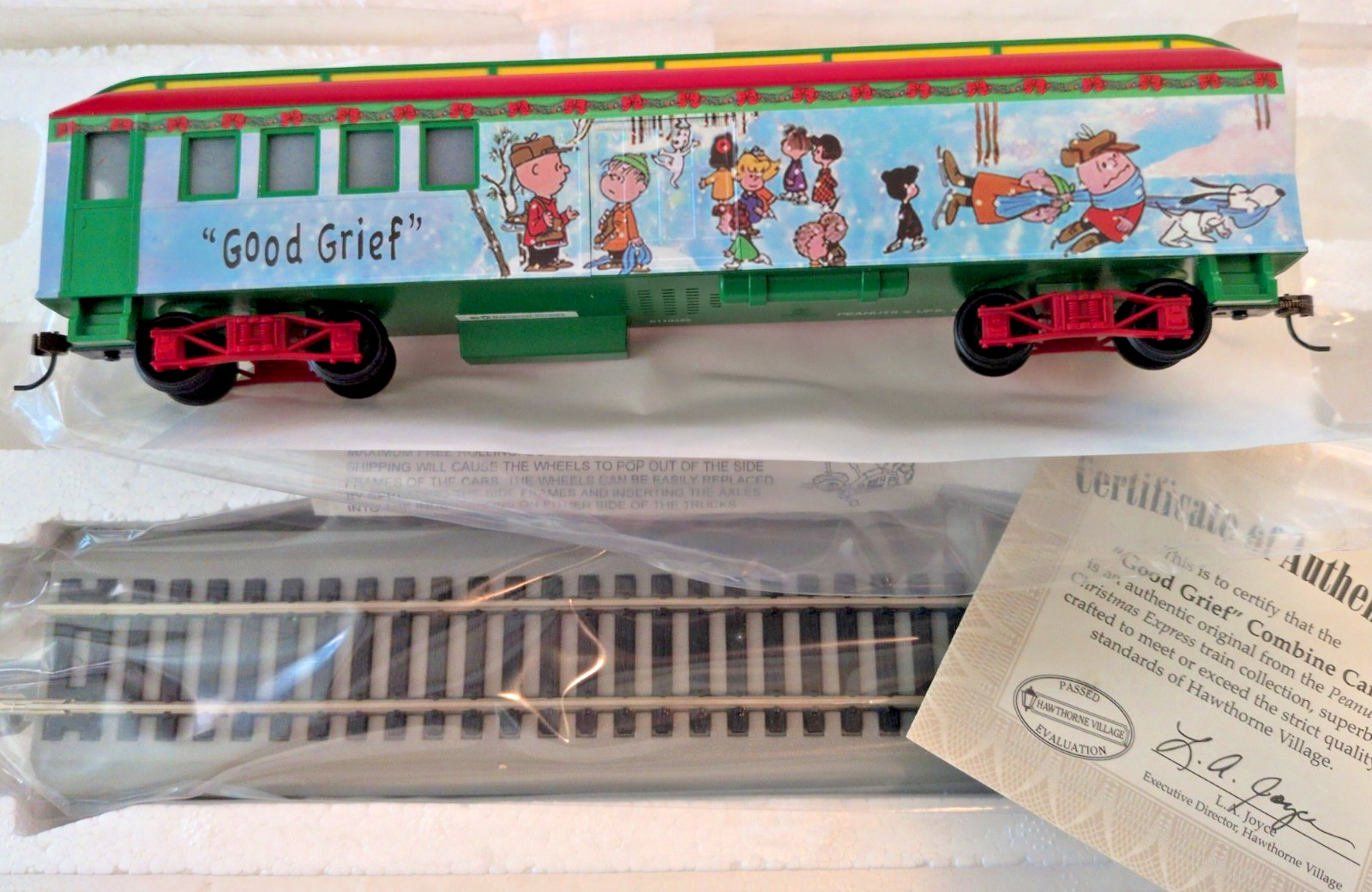 Peanuts Christmas Express Train Hawthorne Village “Good Grief Combine Car” COA