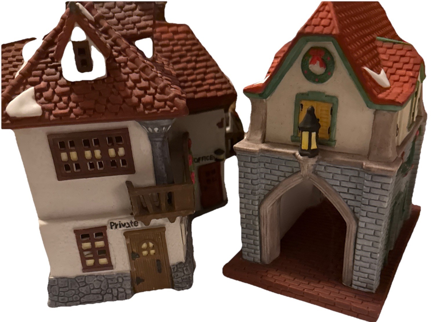 Department 56 Holiday Lighted Ceramic Porcelain Houses Lot Of 3 No Light Cords