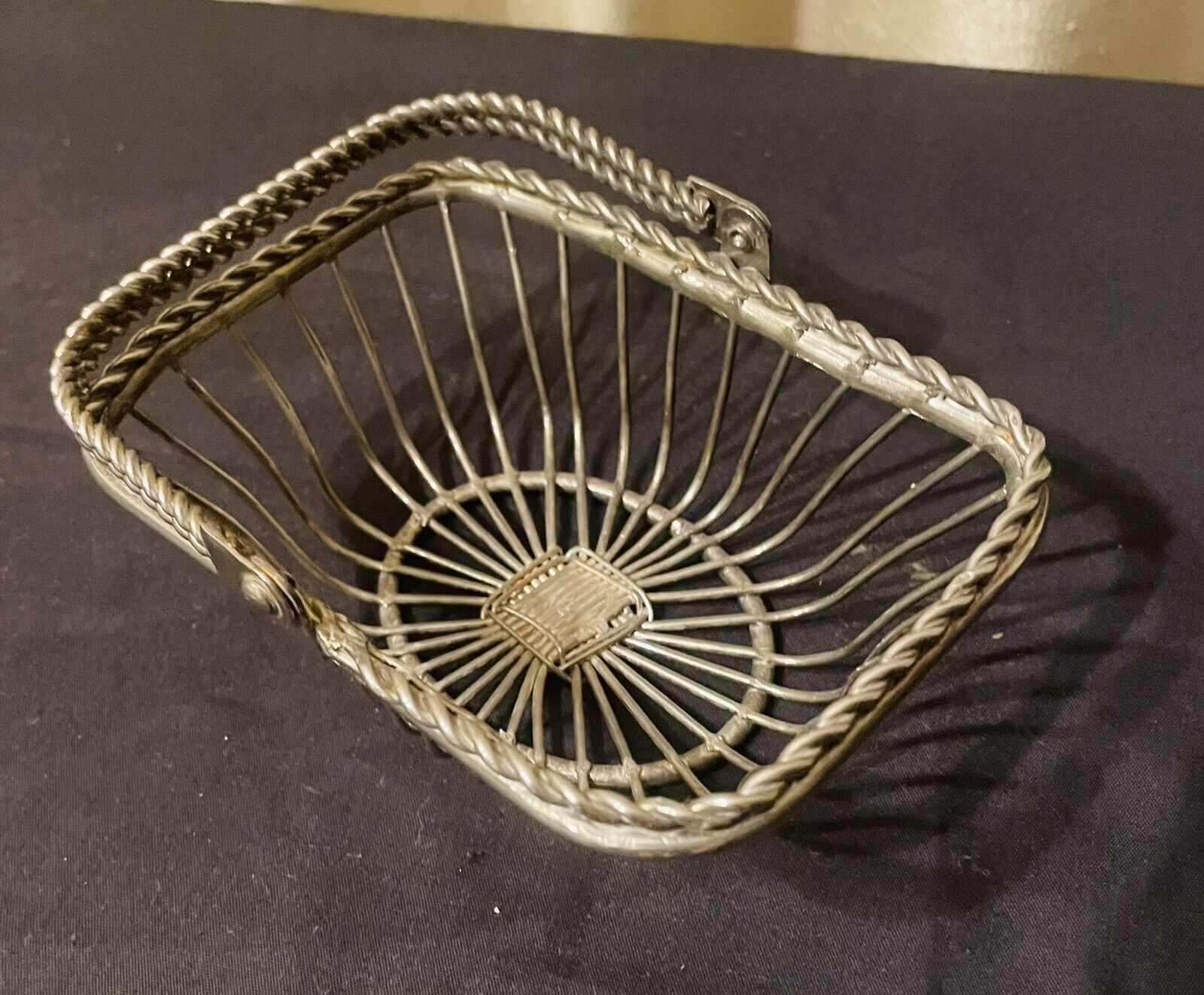 Three Silver Metal Rectangular Shaped Baskets w/Moveable Handles