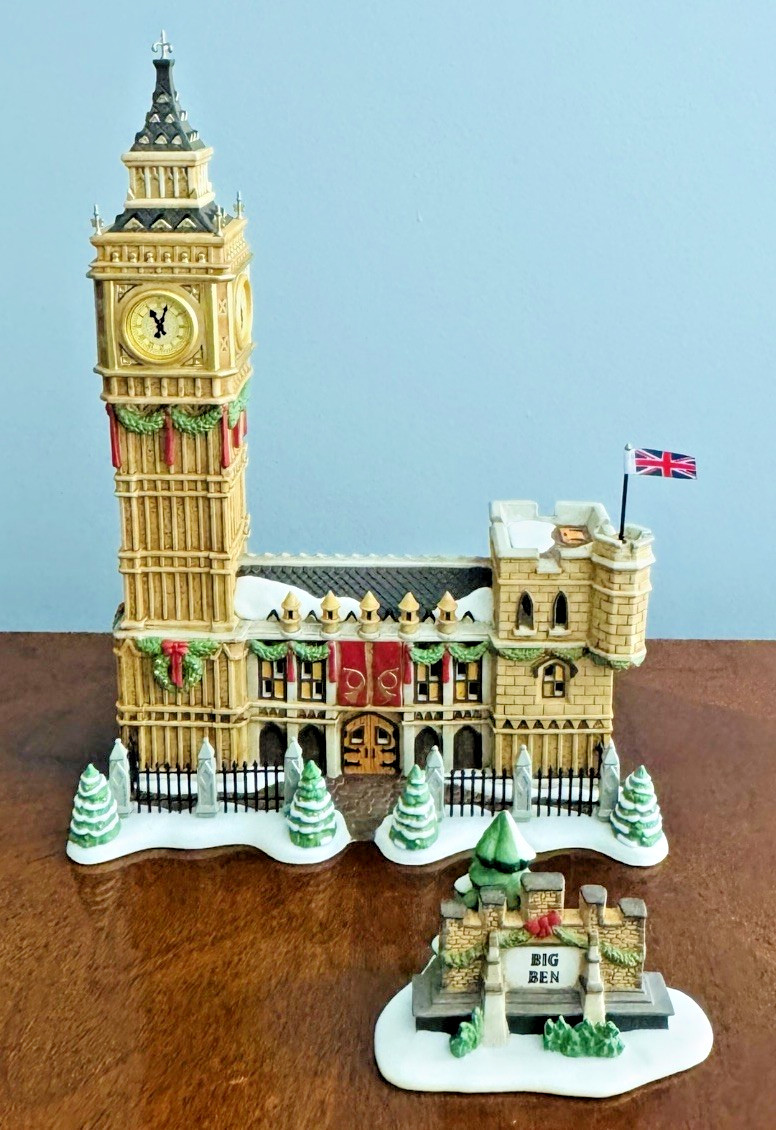 Dept. 56 BIG BEN CLOCK TOWER & SIGN 2 Piece Set Working Dickens COMPLETE IN BOX