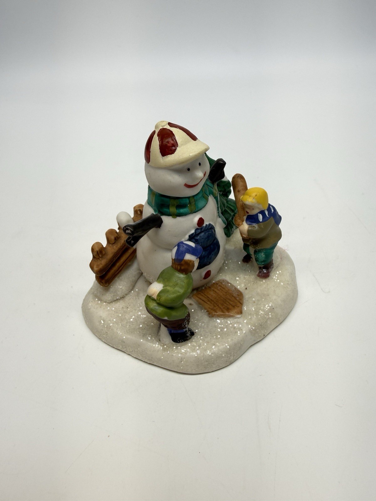 Vintage 2003 Cobblestone Corners SNOWMAN UMPIRE kid play baseball Christmas