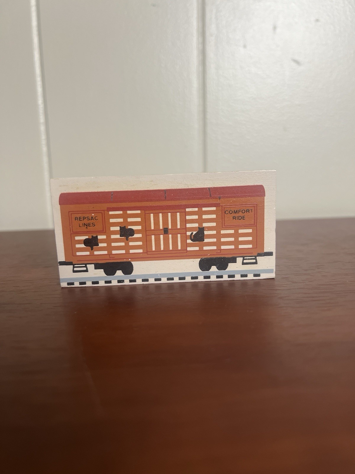 Cat’s Meow Train Car Repsac Lines Comfort Ride Orange Boxcar 1994 3 Caspers