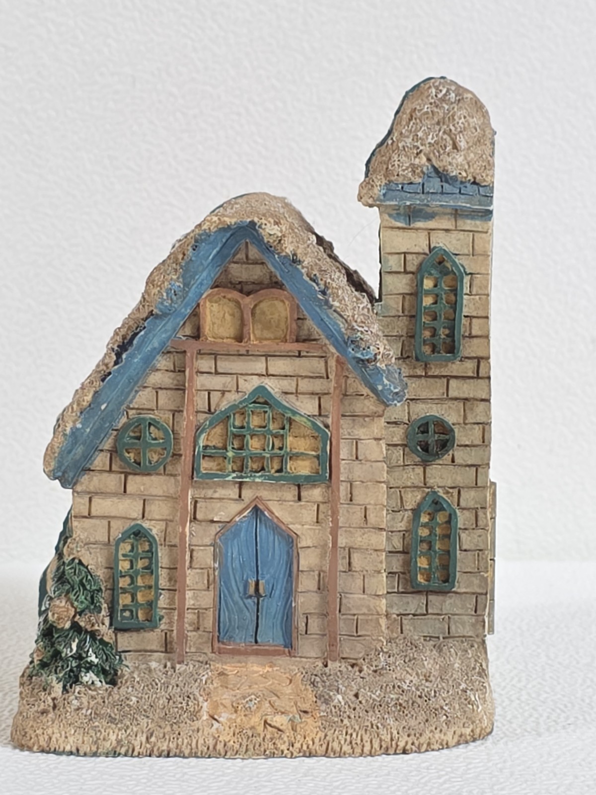 Mini Village Christian Church Hinged opens to reveal Crucifix Resin 4″ H