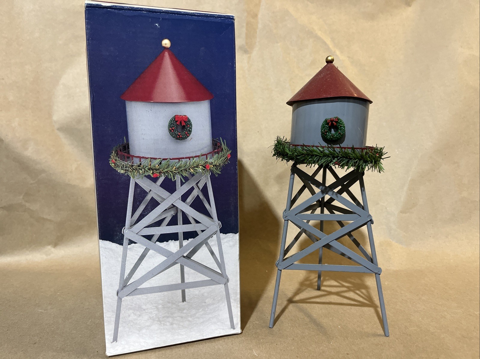 Seasonal Specialties “Christmas Valley” Collection Metal Water Tower Decoration