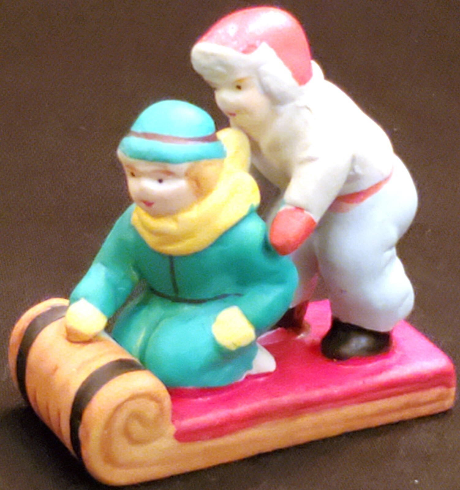 Lemax KIDS TOBOGGANING sled riding sledding Christmas Village figure 52132R