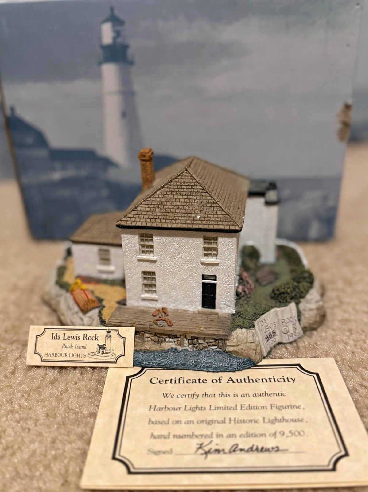 Harbour Lights Ida Lewis Rock Lighthouse Figurine 1985 Limited Edition Signed