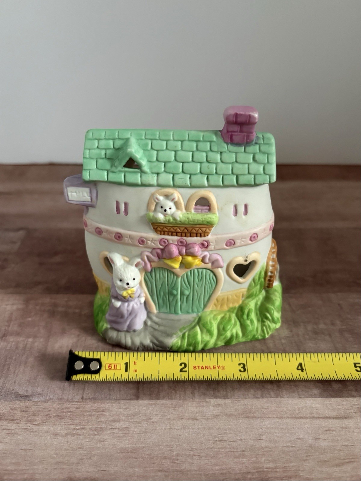 Vintage Easter Bunny Egg Mill House Ceramic Votive Candle Holder Hand Painted