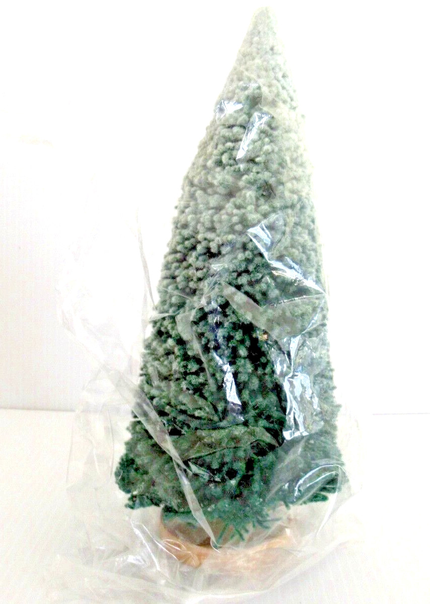 DEPT 56 “LARGE FROSTED CONE TREE / WITH WOOD BASE” ~ *VILLAGE ACCESSORY* RARE !!