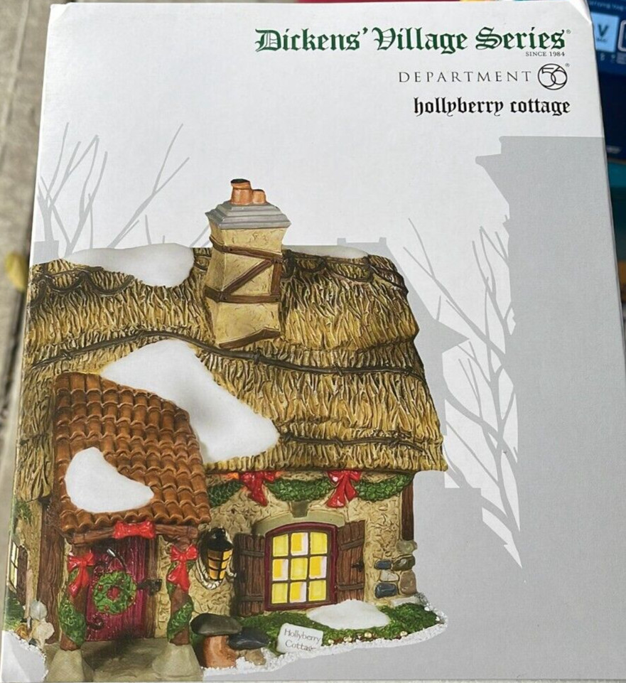 Dept56- Lighted Dickens’ Village Winter Hollyberry Cottage Building Christmas