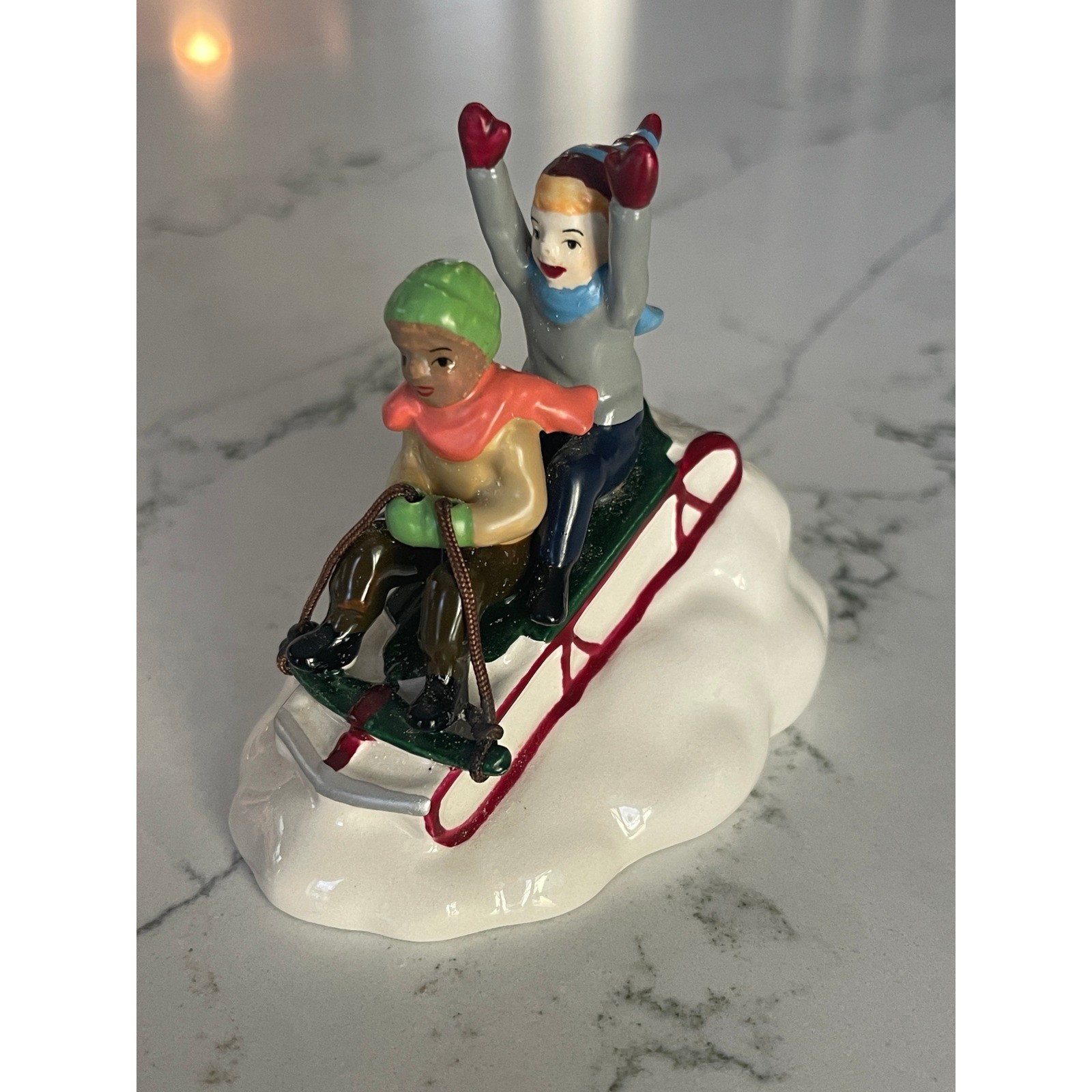 Department 56 Snow Village Snow Day Sledding Children Figurine RARE