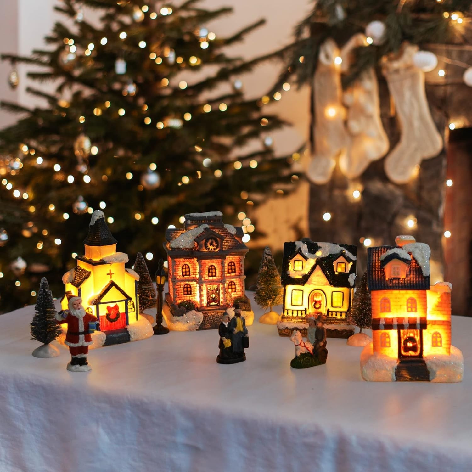 Charming LED Lighted Christmas Village Set – Indoor Holiday Decor for Families