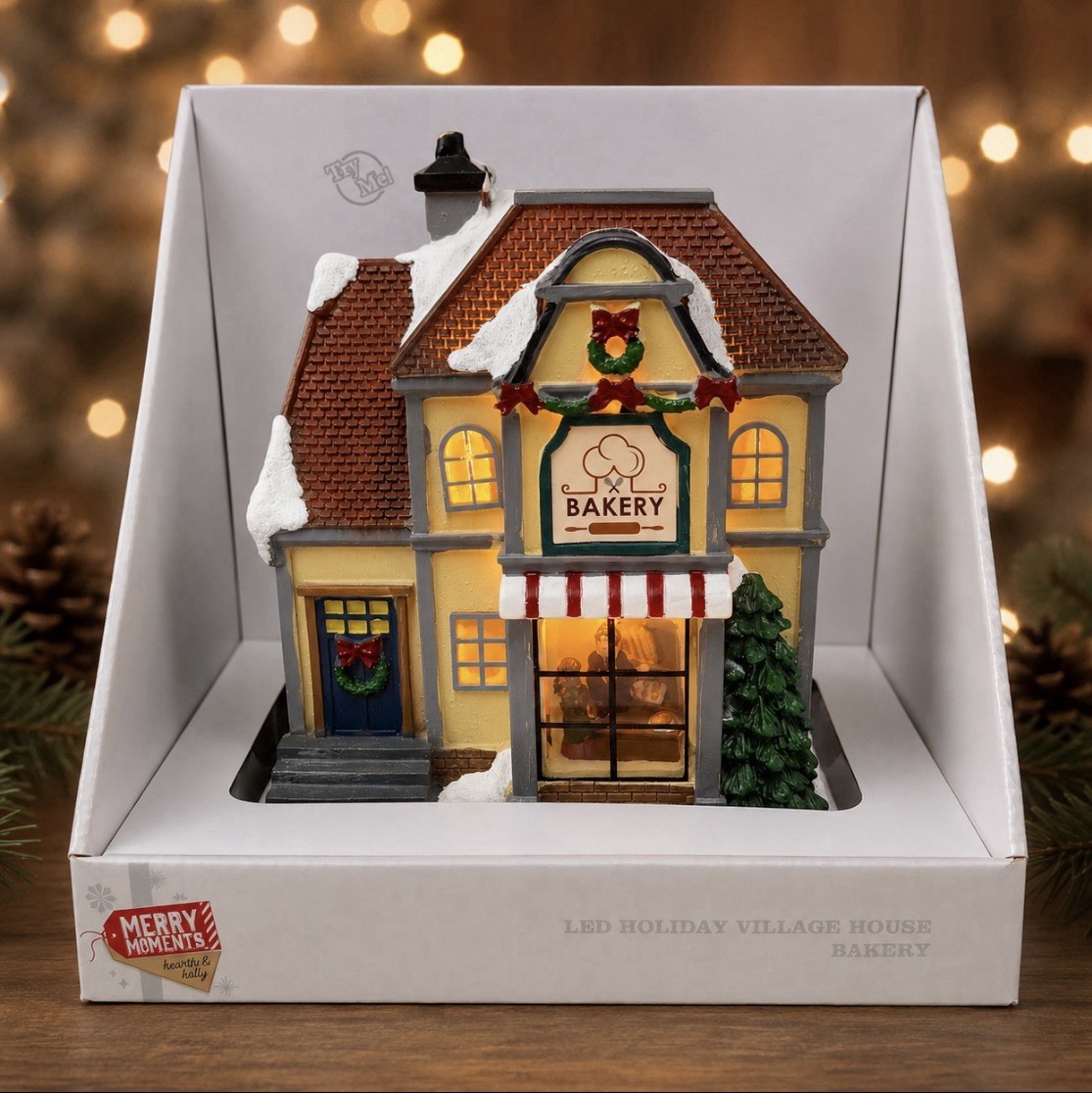 ALDIS BAKERY LED LIGHT UP HOLIDAY VILLAGE HOUSE 2023-NEW IN PACKAGE