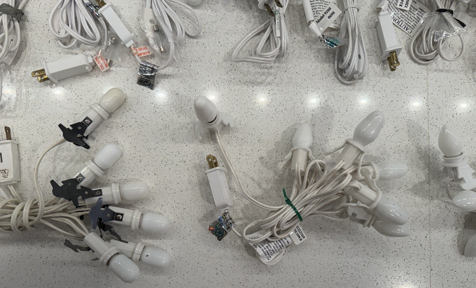 HUGE LOT of Dept 56 Village Light String Cords w/ ON-OFF Switch & Bulb + Extras
