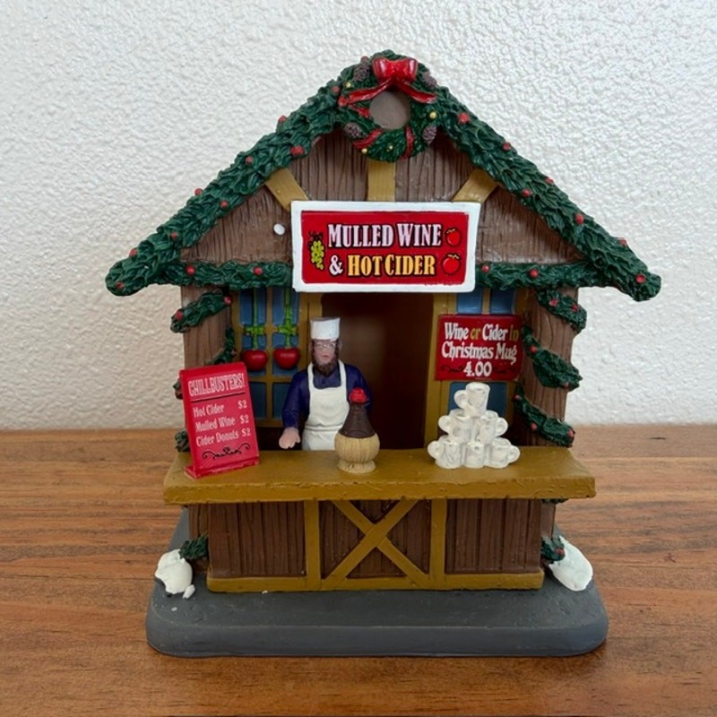 Lemax Mulled Wine & Hot Cider Stand Market Stall Vendor -2020 – working Light
