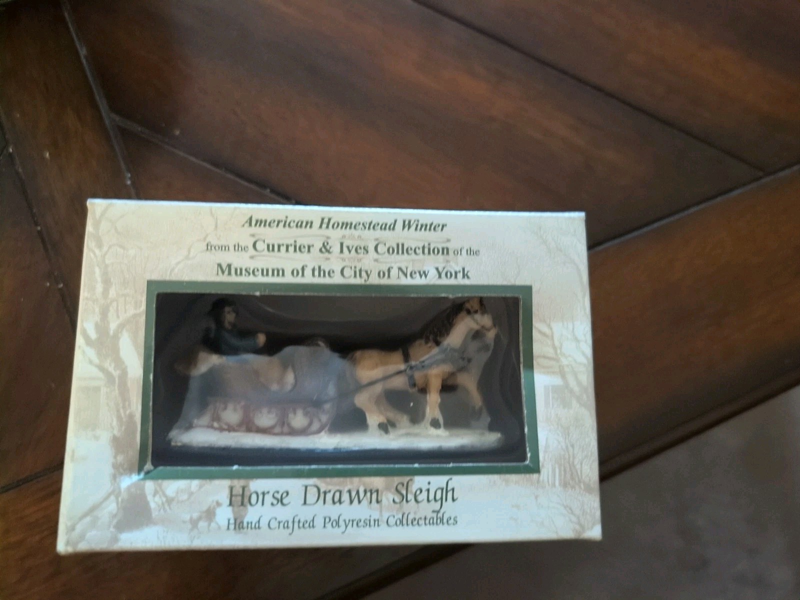 Currier & Ives “American Homestead Winter” Horse-Drawn Sleigh Polyresin Figurine