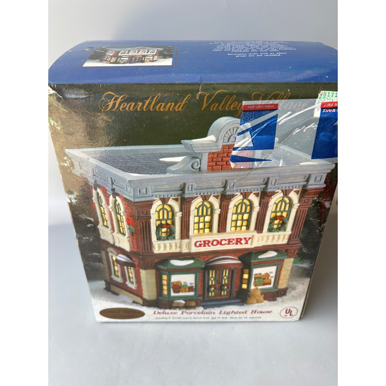 Vtg Heartland Valley Christmas Village Ceramic Grocery Store Lighted Decor