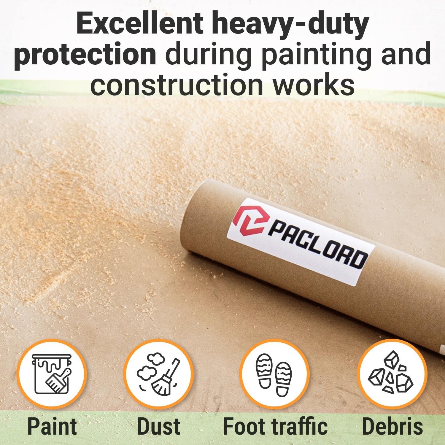 Floor Protection 36″ x 166 ft – USA-Made Brown Rosin Roll, 7 Mil Heavy-Duty B…