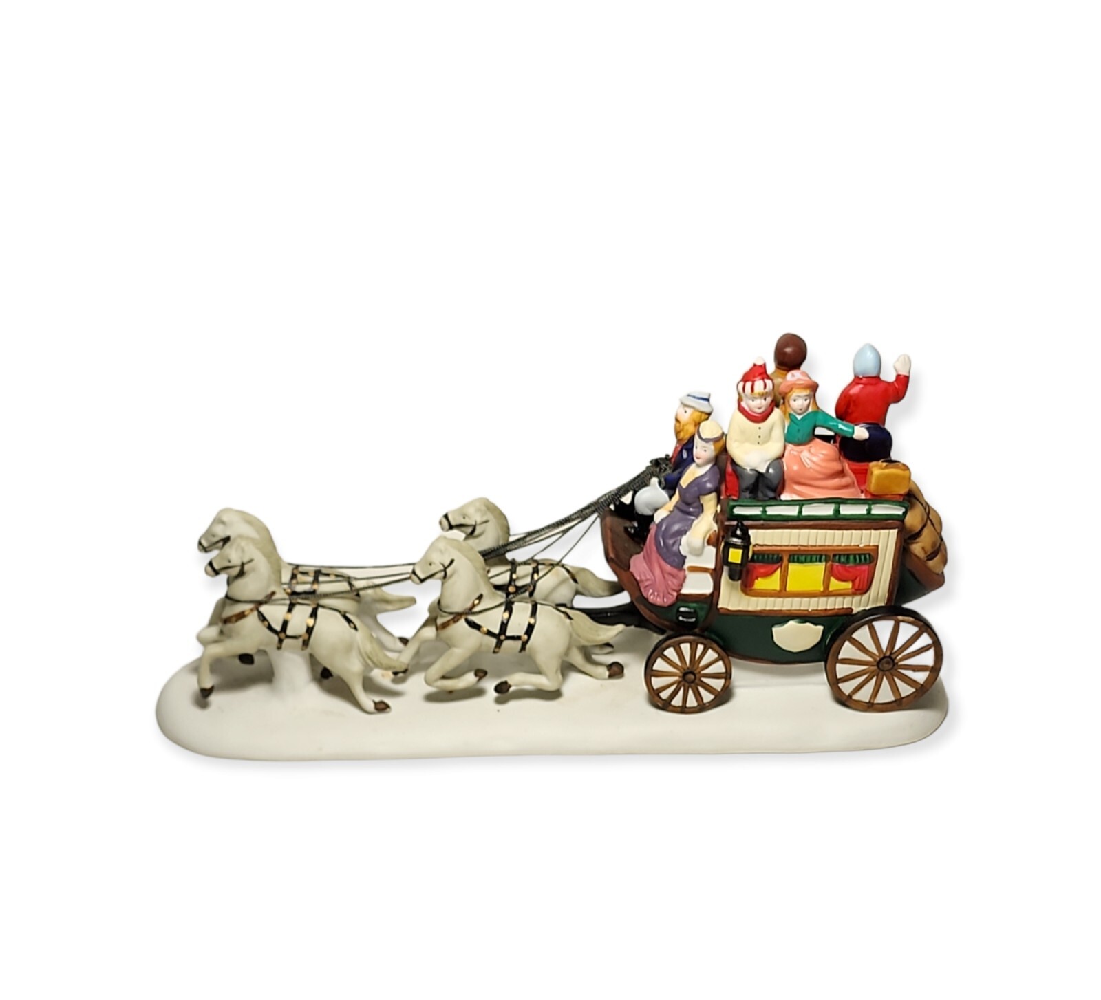 Lemax Poly Resin Christmas Horse Drawn Carriage Stagecoach 1993 Table Accent 11″