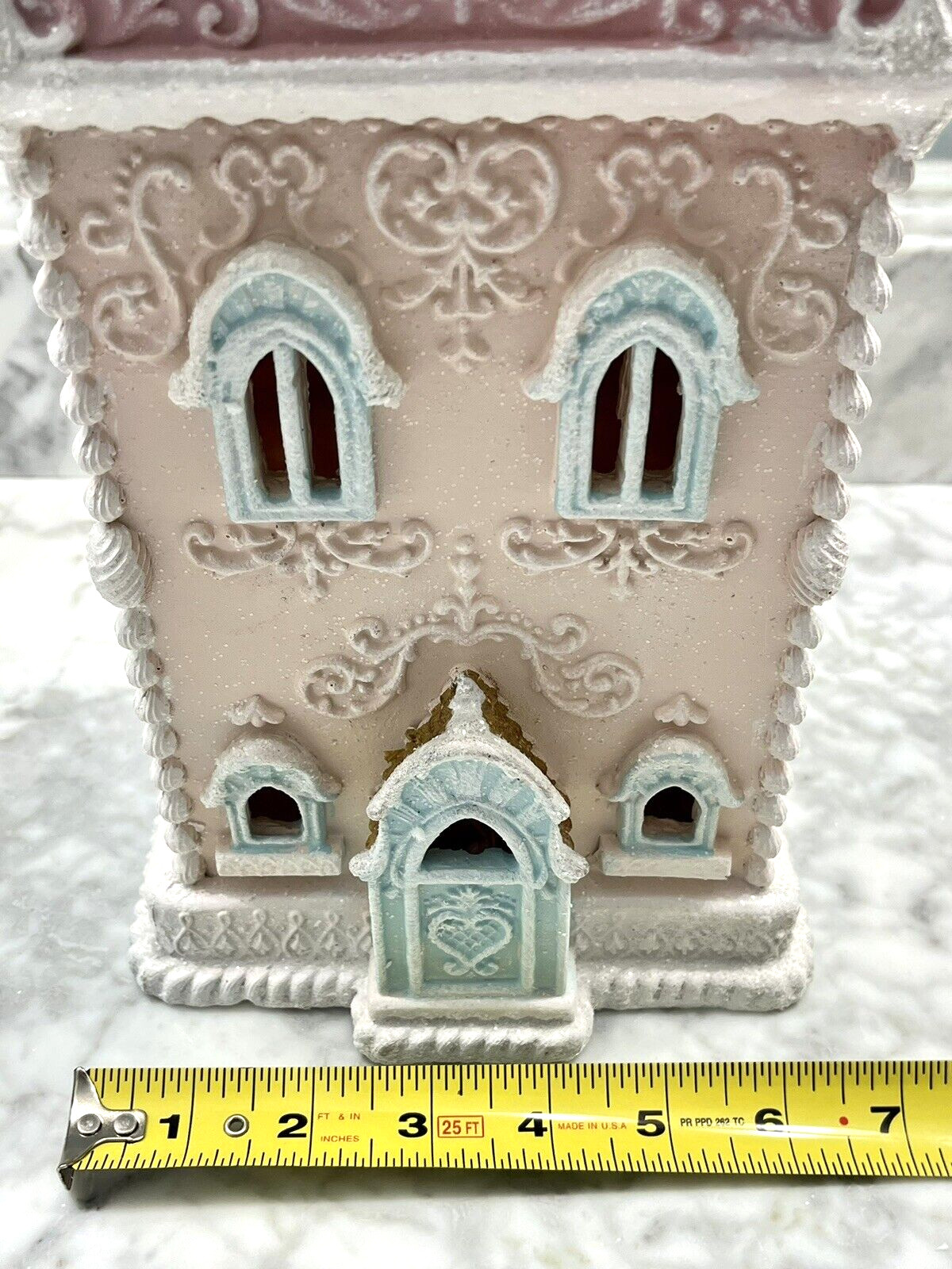 Pink Christmas Victorian Gingerbread House Lights Up 13.5″ NEW