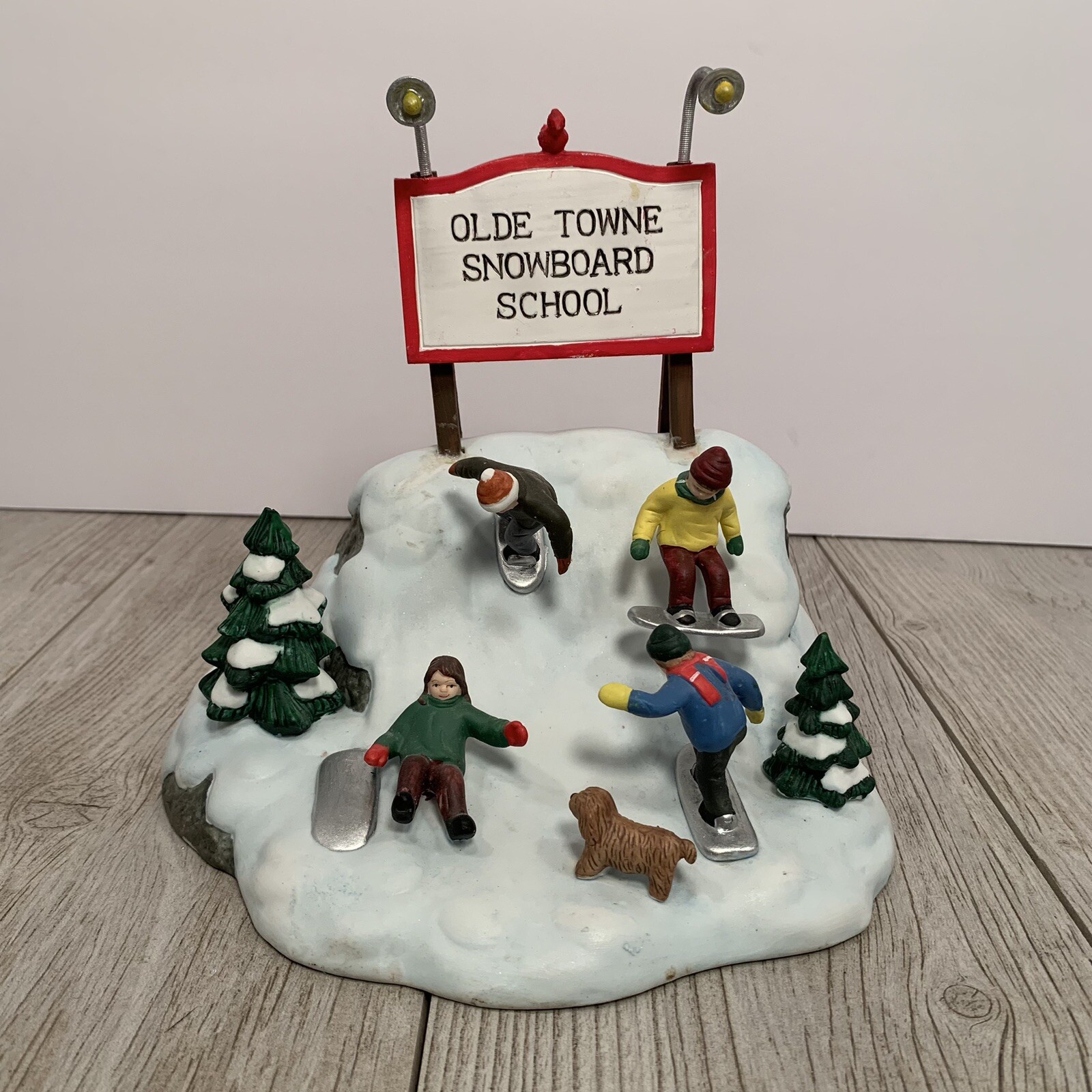 VTG Ames Victorian Village 2000 Old Towne Snowboard School Christmas Figurine