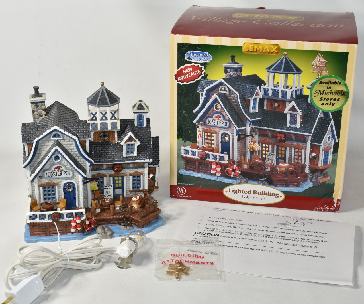 Lemax Plymouth Corners Lobster Pot 55265 Christmas Village Seafood Restaurant