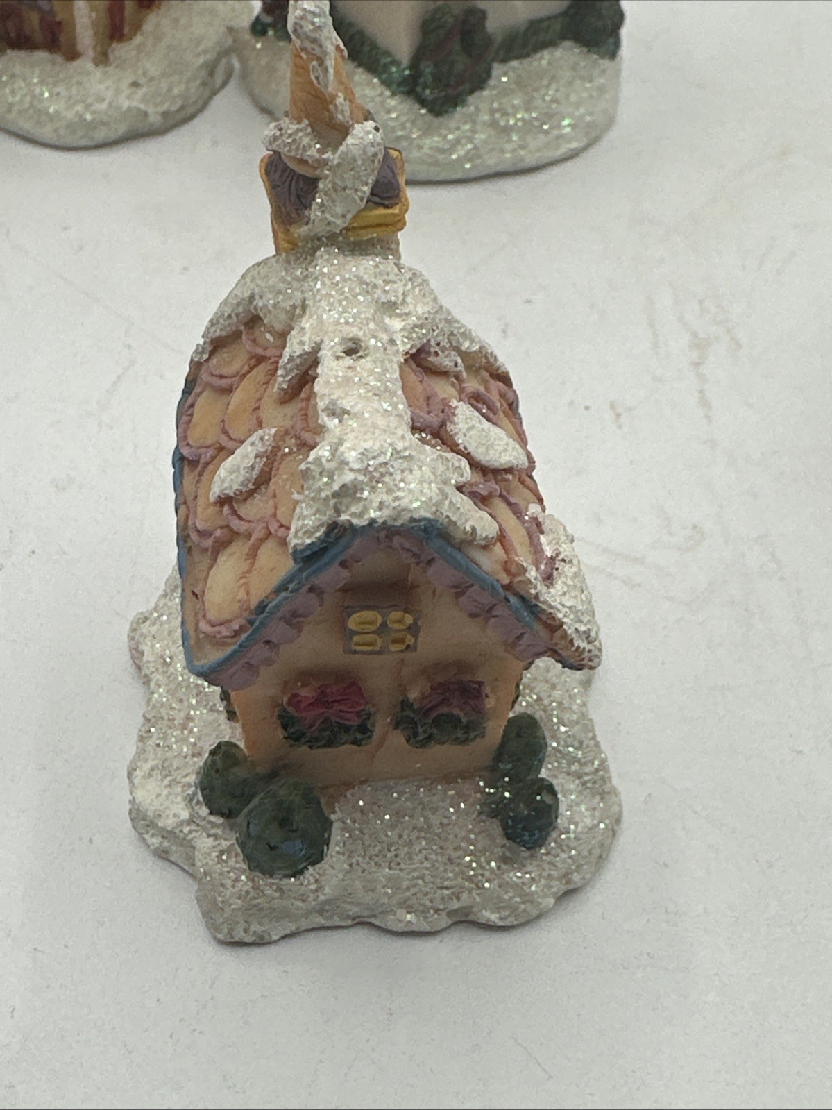 Lot 6 Mini Christmas Village Houses Buildings Ceramic 2”-2.5” Tall, Unbranded