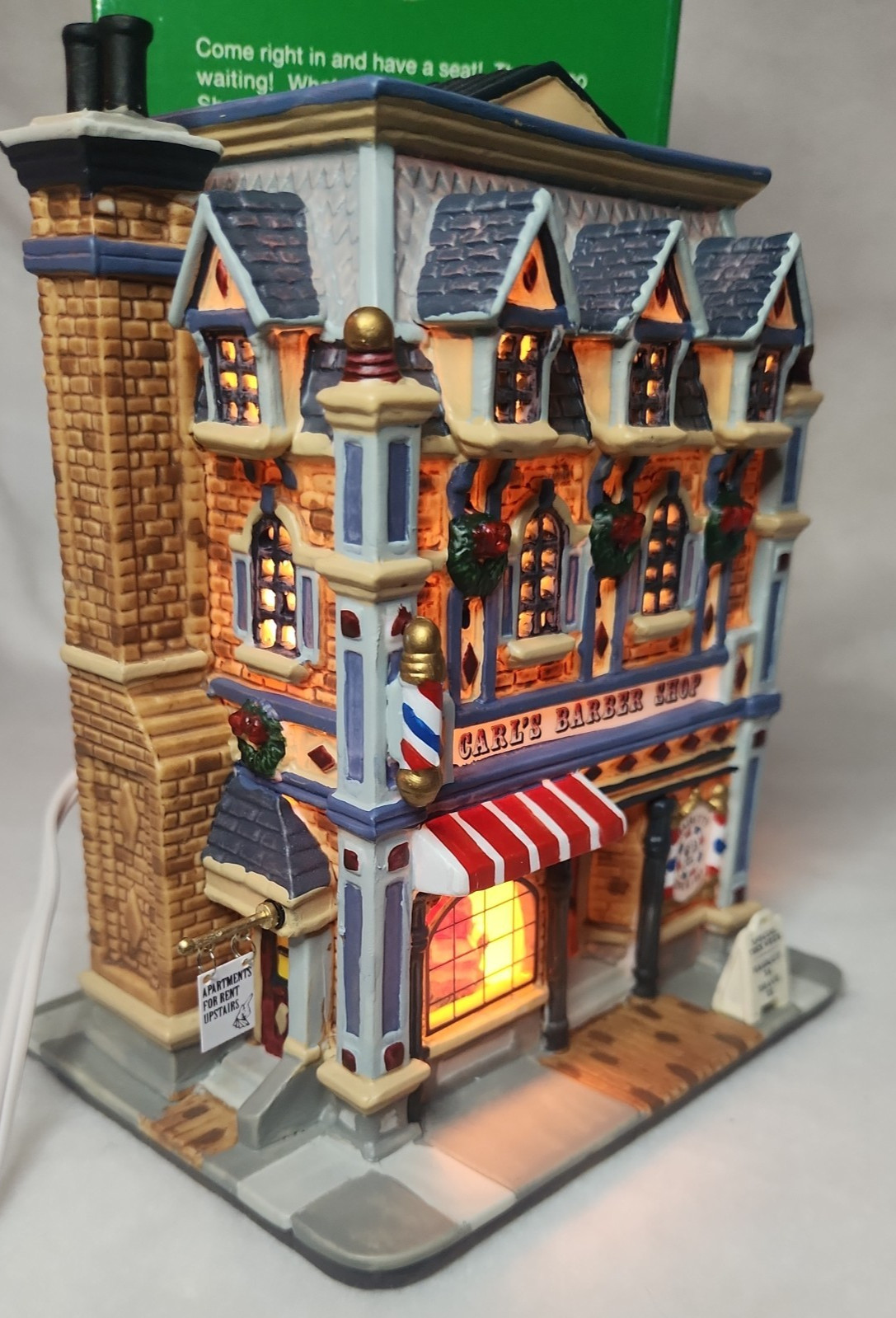 Lemax Coventry Cove “Carl’s Barber Shop” #55721 Christmas Village IOB w/cord