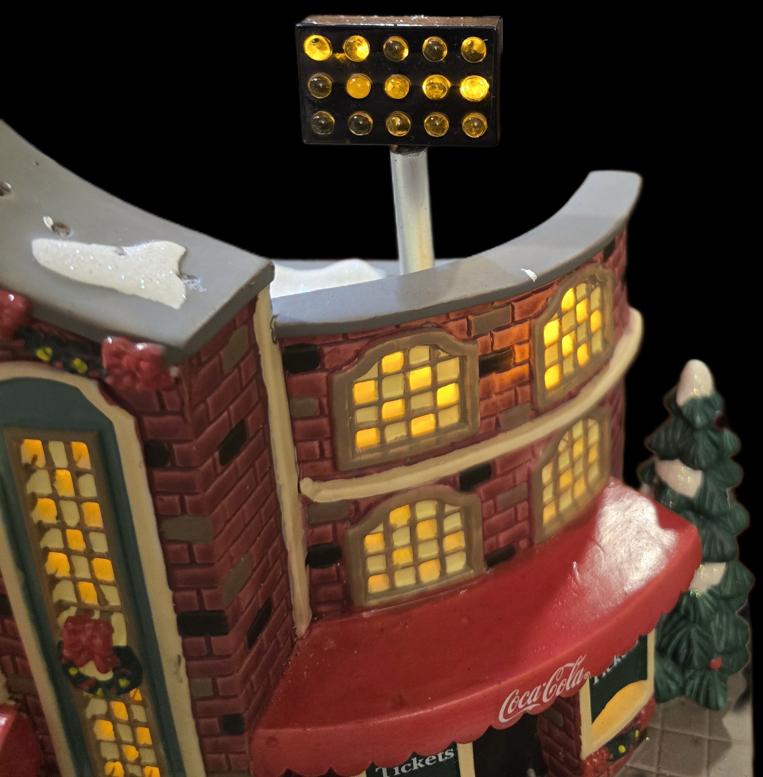 Coca-Cola Christmas Village Building 2007 Lighted Baseball Football Stadium