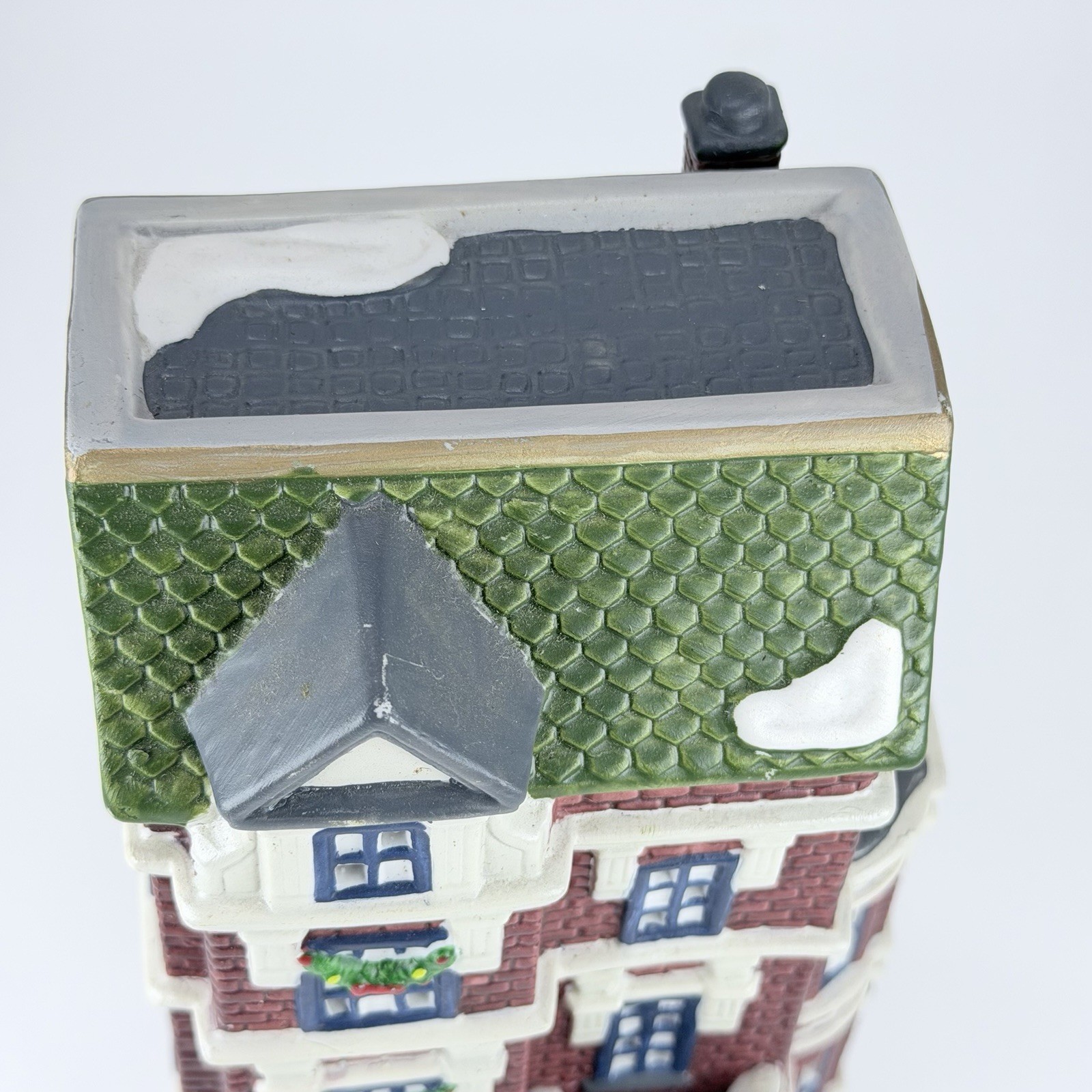 Christmas Village Bank, Missing Light Holiday Decoration 8” High