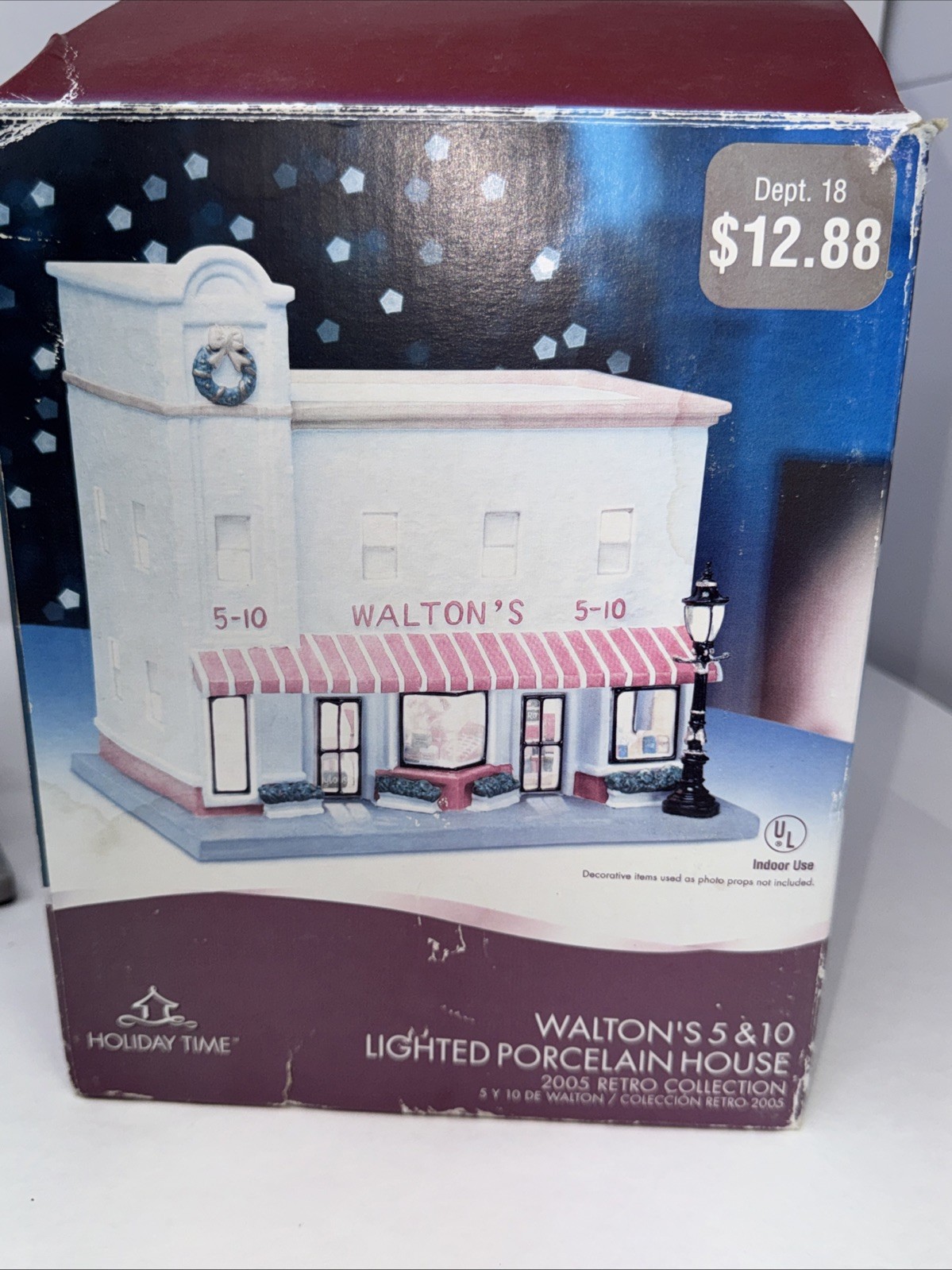 Holiday Time Walton’s 5 & 10 Lighted Porcelain House 2005 Retro Collection
