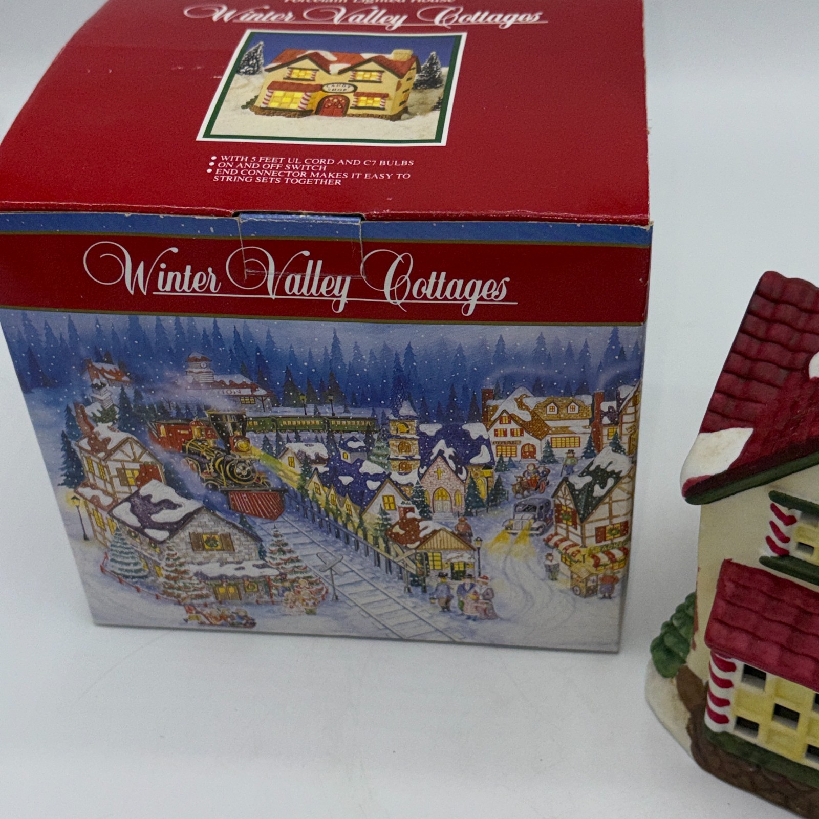 Winter Valley Cottages Candy Shop Porcelain Christmas House w Box