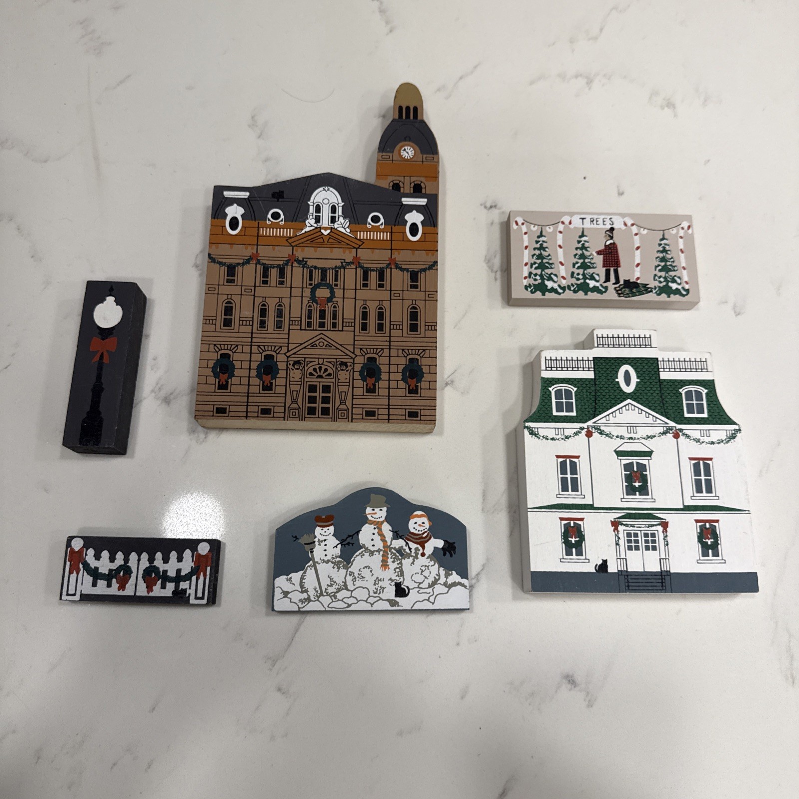 Vintage “The Cat’s Meow” Village 1992 Hometown Christmas Series Lot of 6 Pieces
