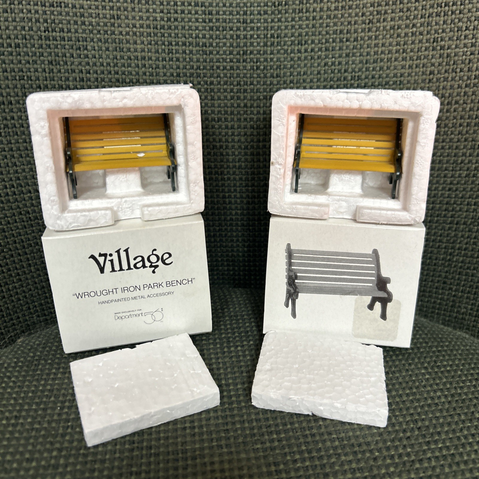 Department 56 Village Wrought Iron Park Bench 5230-2 Hand Painted Metal Lot Of 2