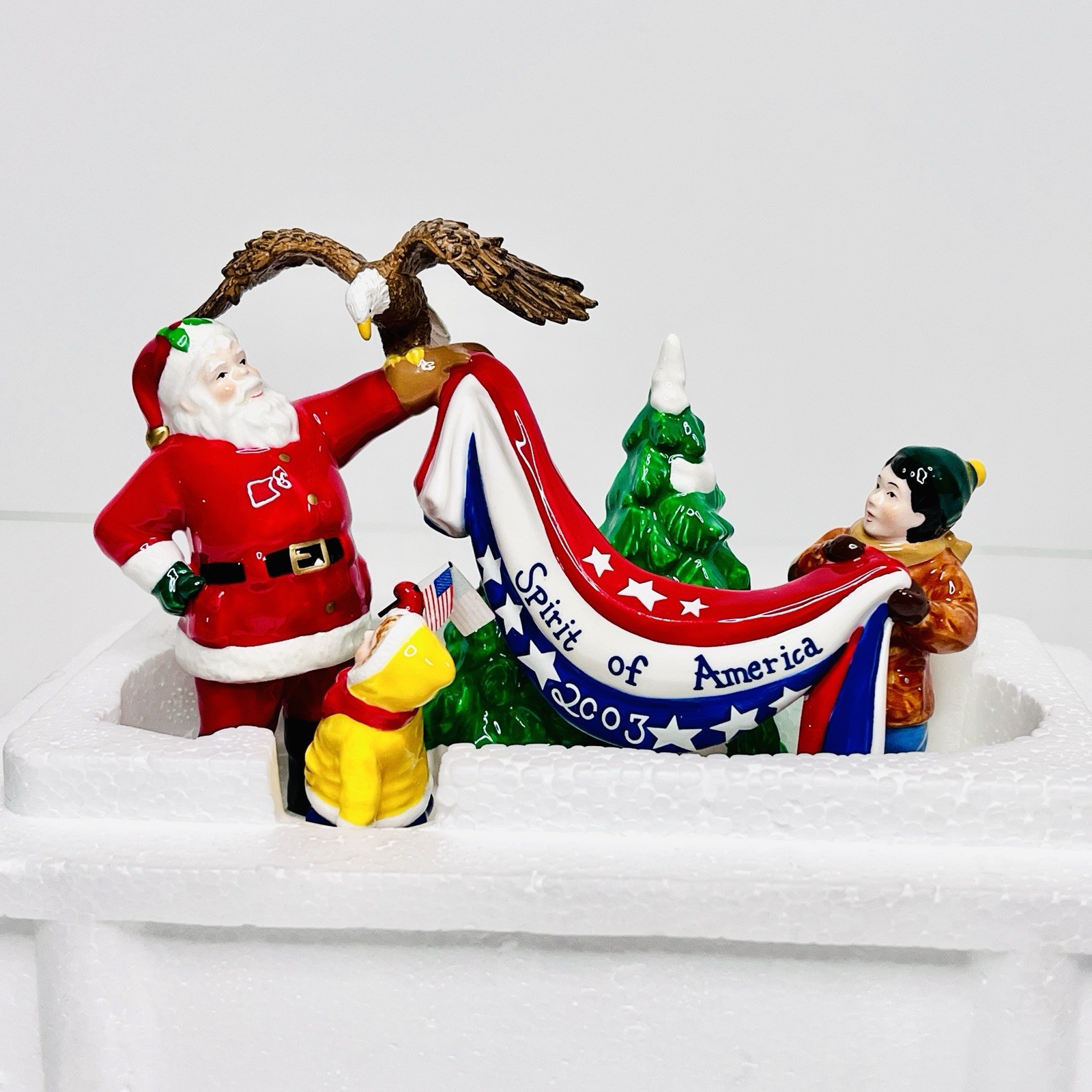 Christmas Dept. 56 Snow Village Accessory Santa Comes To Town 2003 Patriotic Box