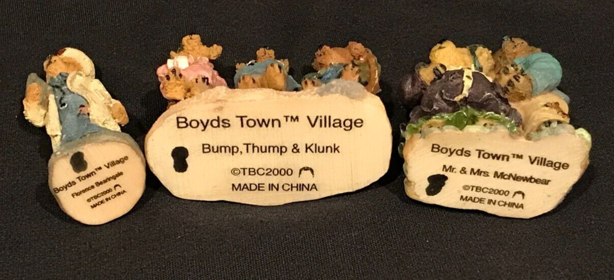 Boyds Bearly Built Villages – Bearly Well Clinic – Set of 3 Bear Figurines