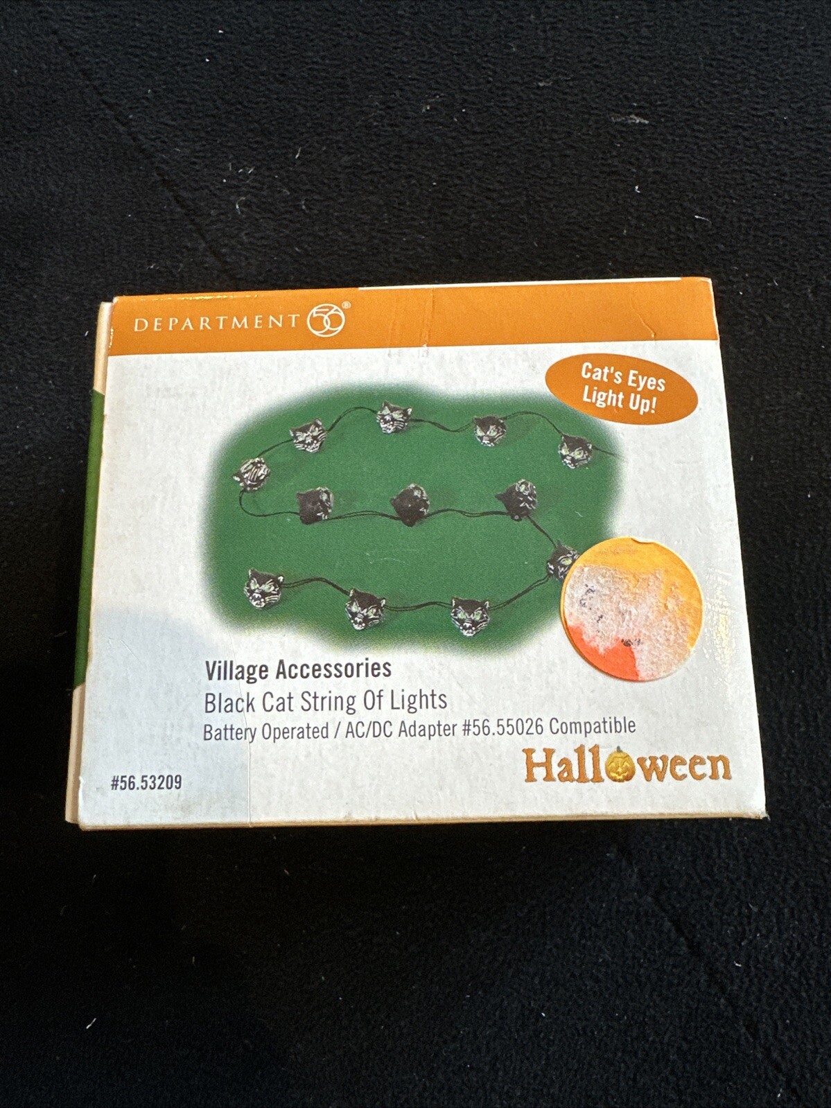 Dept 56 Black Cat String of Lights Halloween Village Accessory 53209