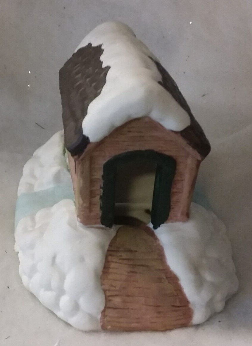 Vintage Ceramic Christmas Village Illuminated Snowy Covered Bridge & Santa-1991