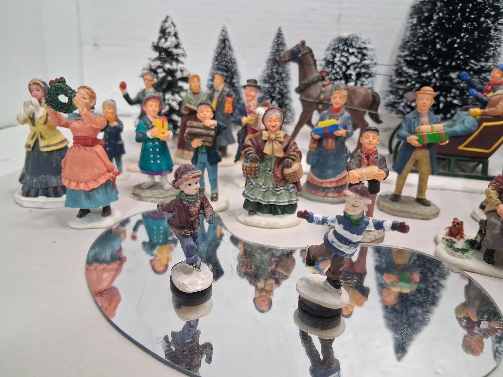 Lot Of 45 LEMAX,DEPT 56,ENCHANTED Christmas Figurines/Trees SEE DESCRIPTION