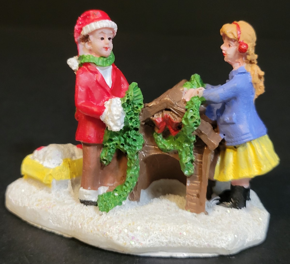 Holiday Time Santas Workbench Christmas Village Children Decorating Doghouse