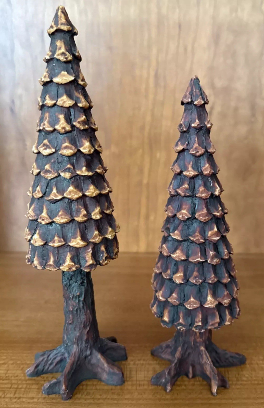 Dept 56 Village Pine Cone Trees NEW Set Of 2 Retired 1993 Brown #5221-3 VTG