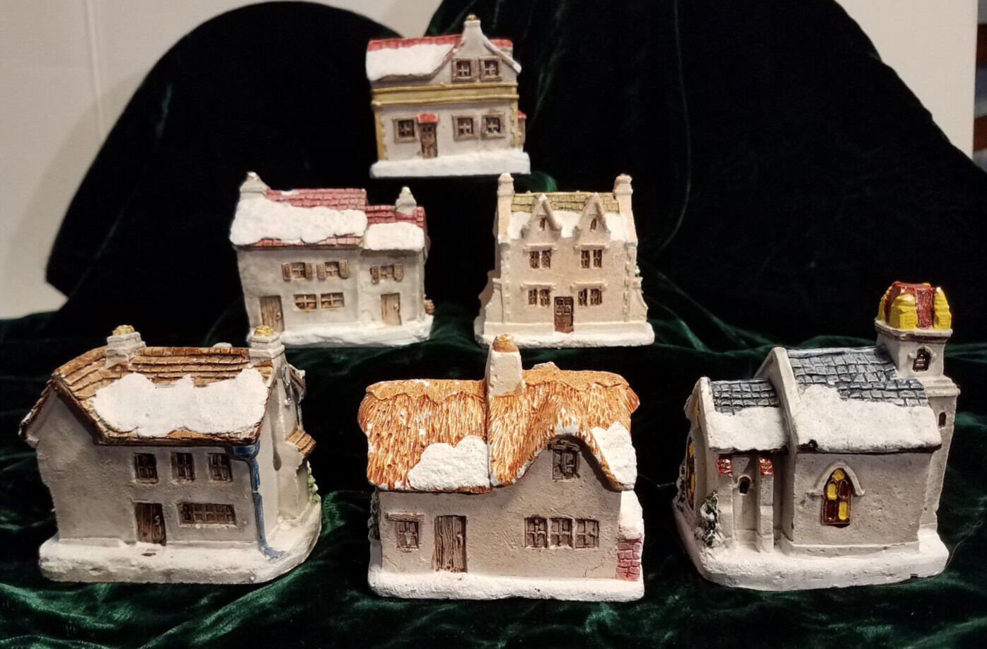 Lot of 6 Dickens Christmas Scrooge Cratchit Butcher Church Toy shop 1988 RSVP