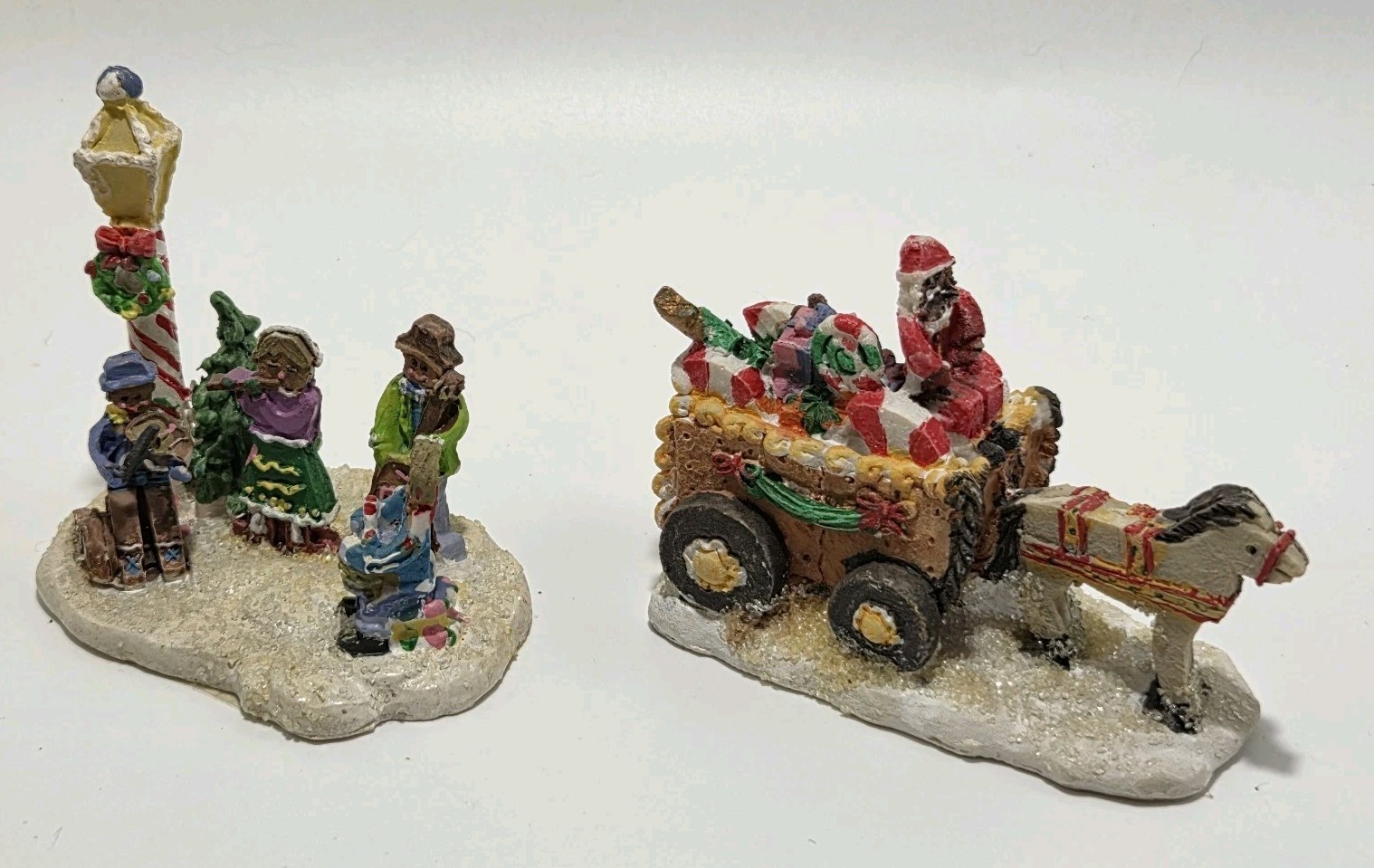 VTG 7 Gingerfrost Lane Gingerbread Figurines Families Ice Skating Caroling Santa