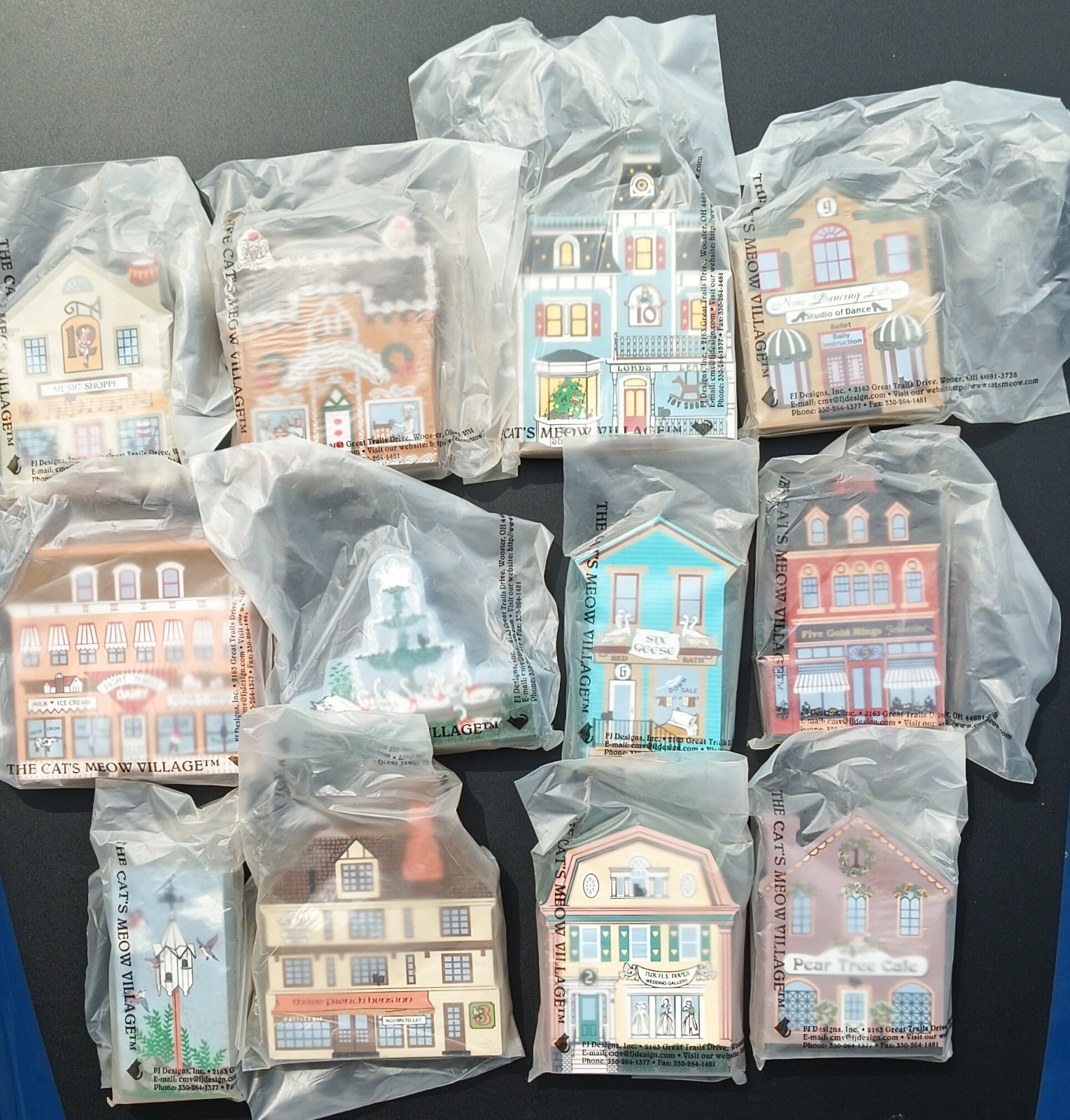 The Cats Meow Village Twelve Days Of Christmas Complete Set Vintage 2000 Faline