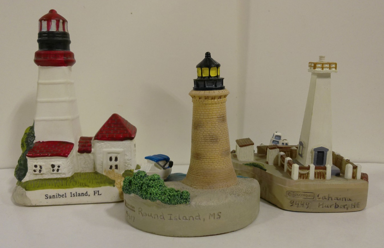 3 Spoontiques Lighthouse Miniature Figurines