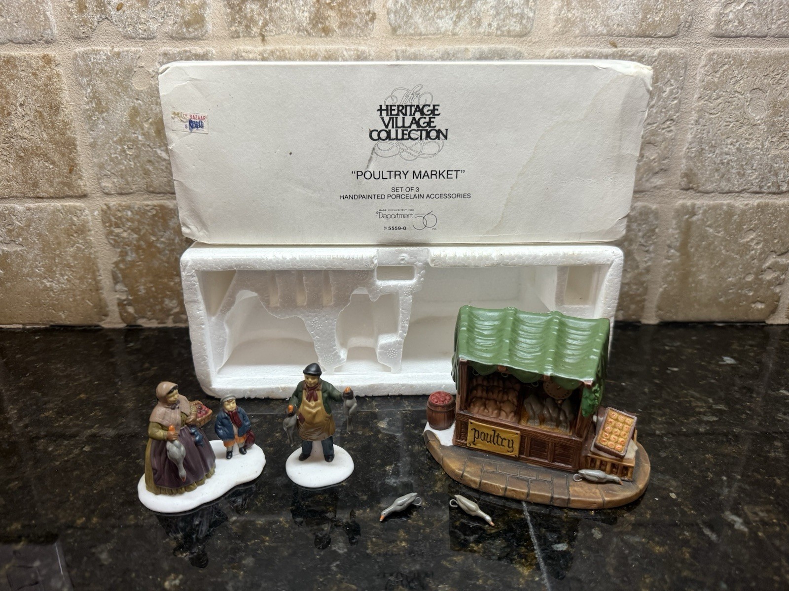 Department 56 #5559-0 Poultry Market set of 3 Heritage Village Accessories Vtg