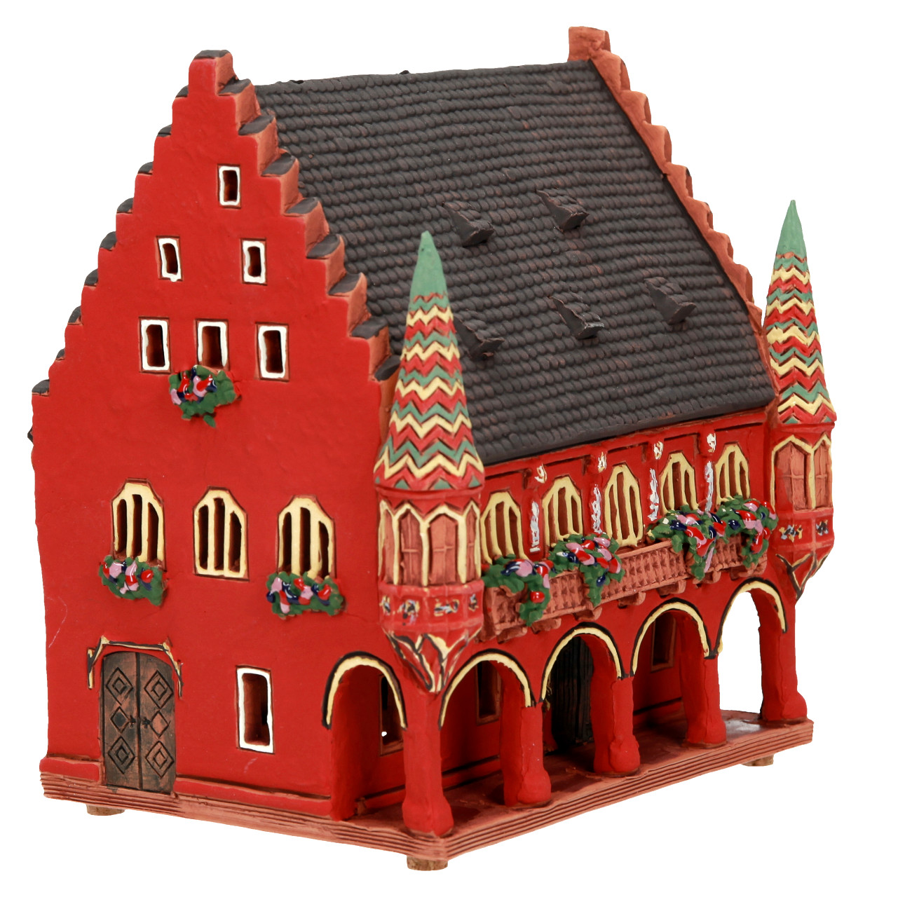 Ceramic Miniature House Candle Holder Old Merchants Hall Freiburg 15cm Midene