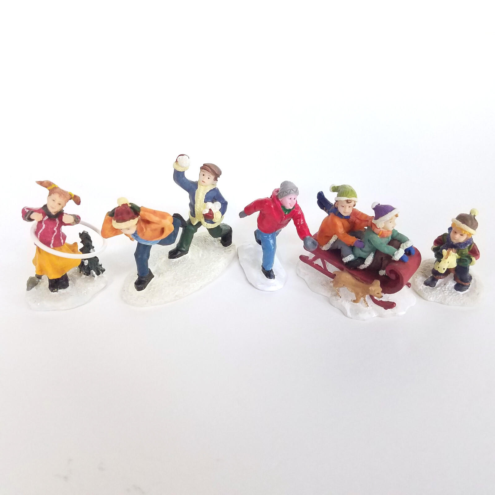 Santa’s Workbench 2004 Winter Sports Figurines 7322829 Children Playing In Snow