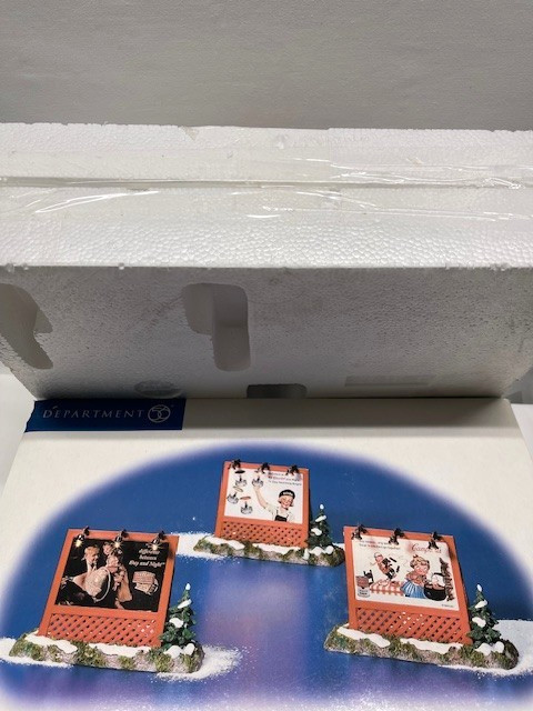Department 56 Snow Village Accessory “Roadside Billboards” Set of 3 – Brand New