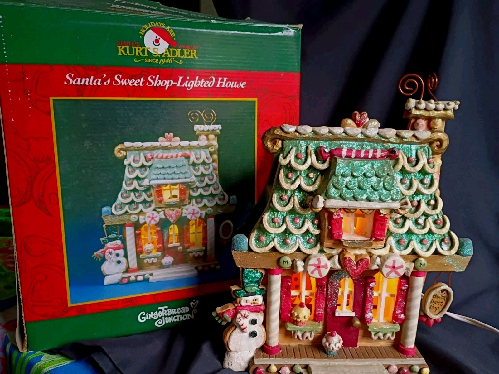 VTG Kurt Adler 10.5″ Lighted Gingerbread House~Retired~Corded Electric~Works!